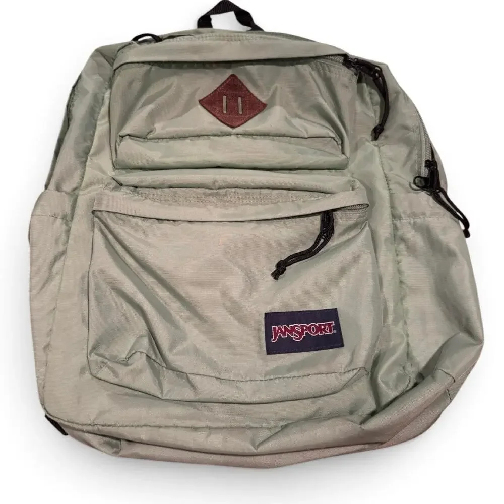 JanSport Light Green Backpack Multi Pocket School Travel Bag